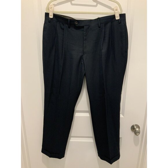 Lauren Ralph Lauren Pant 38x29 Mens Dark Blue Dress Pleated Front Cuffs - Picture 1 of 8